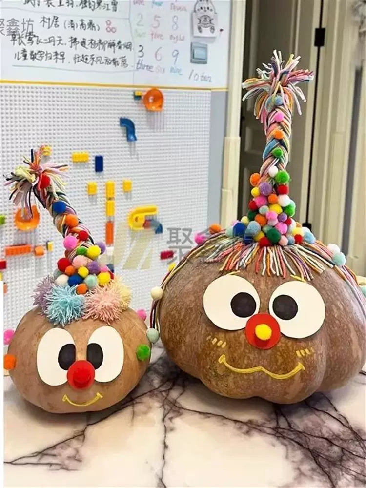 DIY Pumpkin Craft Kit for Kids - Yarn Pom-Pom Making Activity