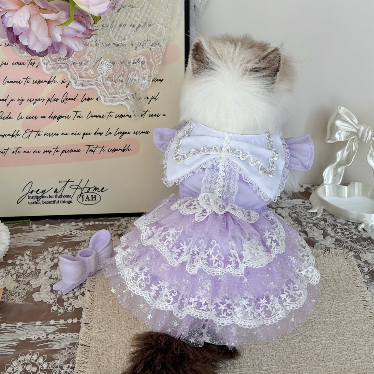 Handmade Pet Princess Dress with Glitter Stars and Multi-layer Tulle Skirt