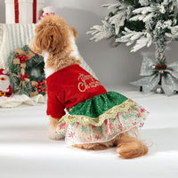 Christmas Pet Dress Shiny Velvet Princess Skirt for Small Dogs