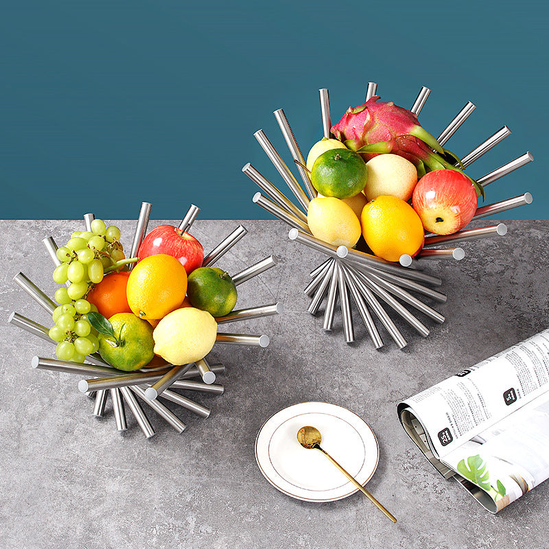 Rotating Stainless Steel Fruit Basket for Tabletop Display
