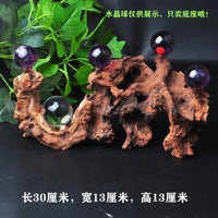 Teak Wood Crystal Ball Seven-Star Array Base with Rhododendron Root Stand