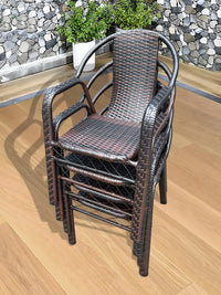 Rattan Woven Armchair for Outdoor and Indoor Use, Heavy-Duty Anti-Tip Design