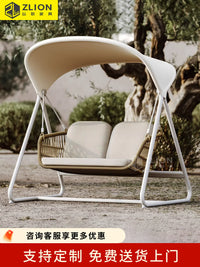 Outdoor Rattan Swing Chair with Canopy for Patio Garden Balcony