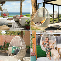 Indoor Outdoor Wicker Rattan Hanging Egg Chair for Balcony Patio Garden