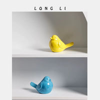 Longli Ceramic Nordic Style Bird Figurines for Home and Office Decor