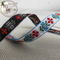 Embroidered Floral Jacquard Ribbon Trim for Hanfu Doll Clothes DIY Crafts