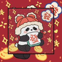 DIY Panda Pulp Painting Kit with Wooden Frame - Textured Punch Needle Art for Kids & Adults