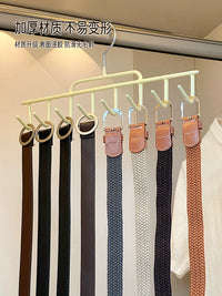 Multi-functional Belt Scarf Tie Hanger with Hooks for Closet Organization, Space-Saving Wardrobe Storage Rack