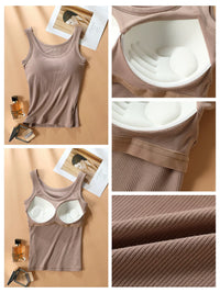 Women's Built-in Bra Camisole Tank Top for Summer