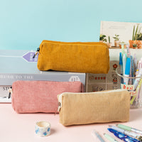 2024 New Retro Corduroy Solid Color Pencil Case for High School Students