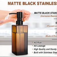Glass Soap Dispenser with Stainless Steel Pump for Bathroom and Kitchen, Refillable Liquid Hand Soap Lotion Bottle
