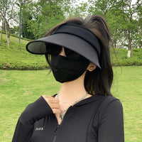 Ice Silk Sun Visor for Women, UV Protection Wide Brim Outdoor Cycling Empty Top Sun Hat