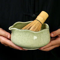 Japanese Matcha Tea Ceremony Set - 5-Piece Kiln Glazed Kit with Whisk Stand and Bowl