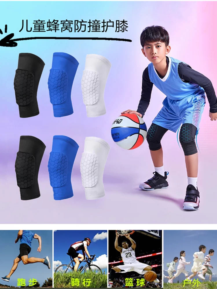 Kids & Adult Anti-Collision Honeycomb Sports Knee Pads for Basketball Soccer