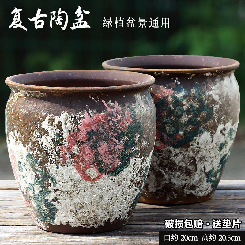 Wabi-Sabi Style Large Ceramic Planter for Succulents and Outdoor Plants