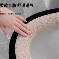 2025 New Thickened Toilet Seat Cover with Handle, Plush Warm Toilet Seat Cushion for Autumn and Winter