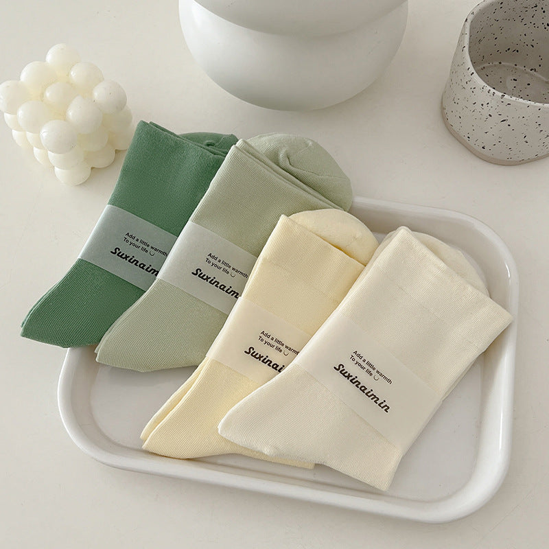Suxinaimin Women's Loose Mid-Calf Cotton Socks for Spring/Summer