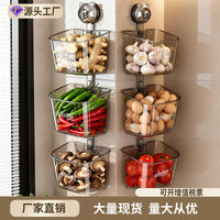 Wall-Mounted Suction Cup Drain Basket for Kitchen Ginger Garlic Storage