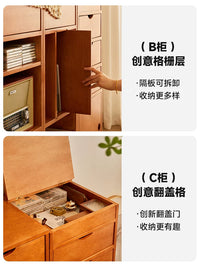 Solid Wood Narrow Bookshelf Storage Cabinet with Adjustable Shelves