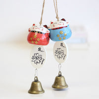 Ceramic Lucky Cat Wind Chime Bell Ornament Japanese Style Souvenir Craft