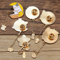 Cute Japanese Cartoon Animal Brooches for Sweaters and Coats - Rabbit, Cat, Dog Metal Pins