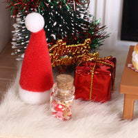 Dollhouse Christmas Scene Miniature Set with Tree, Table, Lamp, and Carpet - 13 Pieces for OB1 Micro Landscape