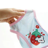 Pet Cooling Vest for Dogs, Breathable Ice Silk Shirt with Cartoon Fruit & Animal Prints, Summer Apparel