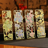 Vintage Floral Metal Bookmark with Pendant, Hollow Design, Gift Boxed for Students and Graduates