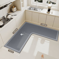 L-Shaped Diatomaceous Earth Kitchen Mat Absorbent Non-Slip Cuttable Floor Mat