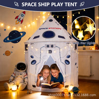 Kids Space Rocket Play Tent Foldable Indoor Outdoor Playhouse