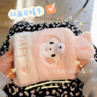 Cartoon Plush Hot Water Bottle with Hand Pocket, Thickened Explosion-Proof PVC, Detachable Washable