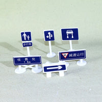 Miniature City Road Sign Model Set for Diorama and Sand Table Scenery