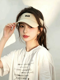Embroidered Letter Sun Visor Hat for Men and Women, Adjustable Outdoor Sports Tennis Sun Protection Cap