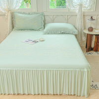 Summer Jacquard Ice Silk Cooling Mat Bed Skirt Set for Air-Conditioned Rooms