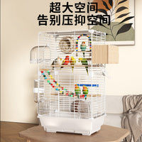 Large Luxury Bird Cage for Parrots, Peonies, and Pearl Birds - Splash-Proof Horizontal Wire Design for Home Use