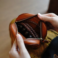 2025 Retro Soft Leather Portable Cosmetic Pouch Zipper Coin Purse for Women