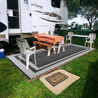 Reversible Diamond Pattern Outdoor Patio Rug, Portable Plastic PP Woven Mat for Camping, Picnics, and Patios