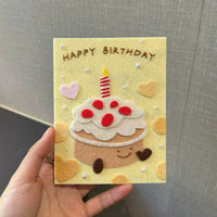 Handmade Non-Woven Greeting Card, Happy Birthday Blessing Card, Creative Gift Card, Birthday Gift for Girlfriend or Best Friend