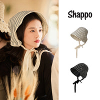 Striped Sun Protection Bucket Hat with Chin Strap - Wide Brim Full Face Coverage for Women
