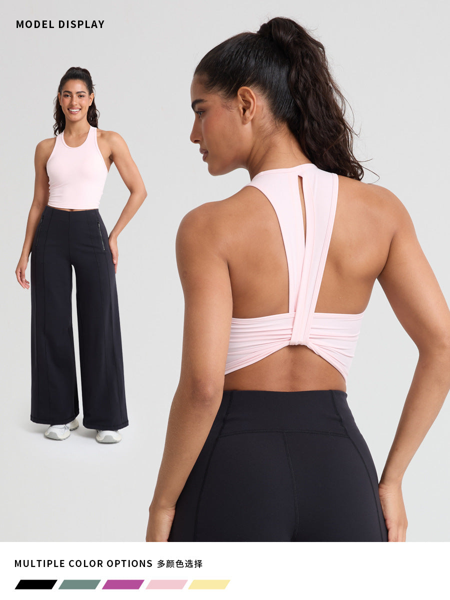 Integrated Padded Backless Yoga Sports Bra for Running & Training