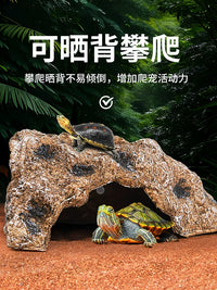 Reptile Hideaway Cave for Turtles, Lizards, and Snakes - Terrarium Decor and Basking Platform