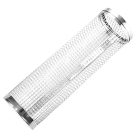 304 Stainless Steel Rolling BBQ Basket with Wooden Handle for Outdoor Grilling