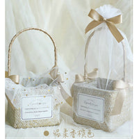 Hand-Woven Rustic Natural Wood Chip Storage Basket for Flowers, Home Decor, Wedding Favors