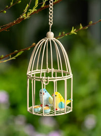 Mini Bird Cage Iron Art Hollow Ornament for Garden Patio Green Plants DIY Hanging Decoration