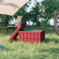 Multifunctional Foldable Camping Storage Box with Wooden Lid, Waterproof Car Trunk Organizer