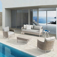 Nordic Outdoor Rope Woven Patio Villa Leisure Sofa Set Sunscreen Rattan Furniture