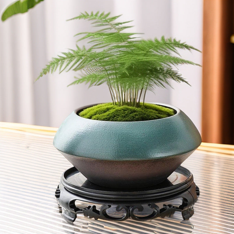 Moss Ball Planter Ceramic Hydroponic Pot for Bamboo and Office Decor