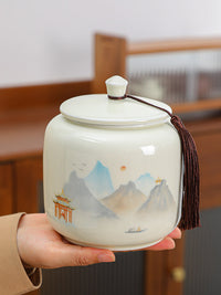 Ceramic Tea Storage Jar with Airtight Lid for Loose Leaf Tea