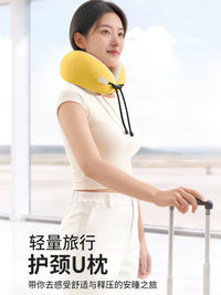 Memory Foam Travel Neck Pillow, Foldable U-Shaped Headrest for Airplane, Car, and Office Napping, Ergonomic Neck Support Cushion