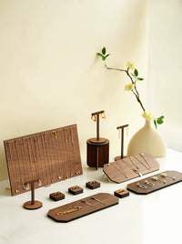 Vintage Walnut Jewelry Display Stand for Necklaces, Bracelets, and Earrings - Large Capacity Organizer